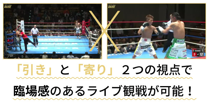 「引き」と「寄り」２つのカメラで臨場感のある観戦が可能！